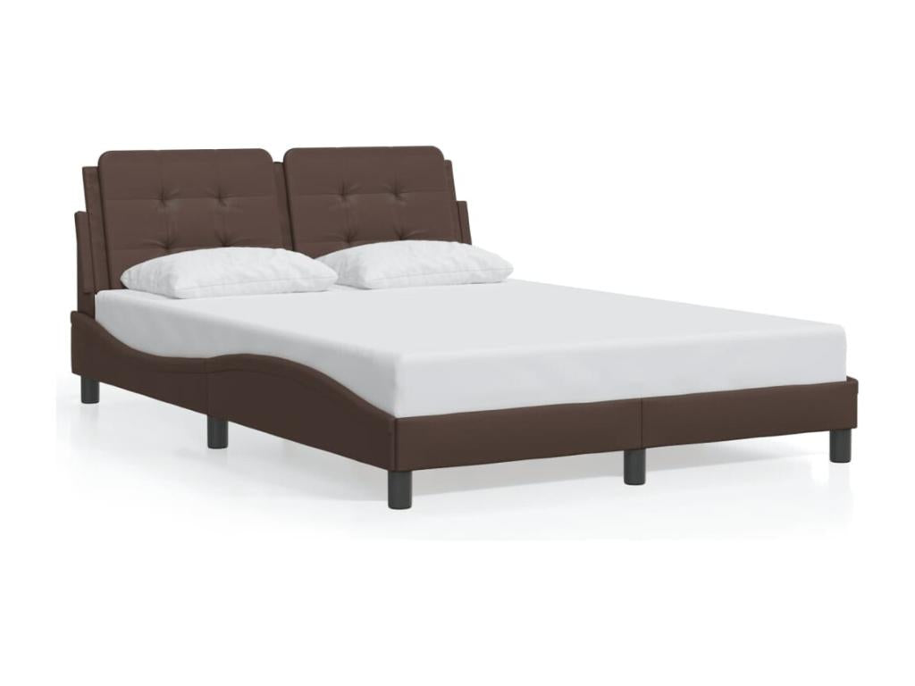 Bed frame with LED lighting, mattress not included, brown, 140x200 cm, TDFC11320