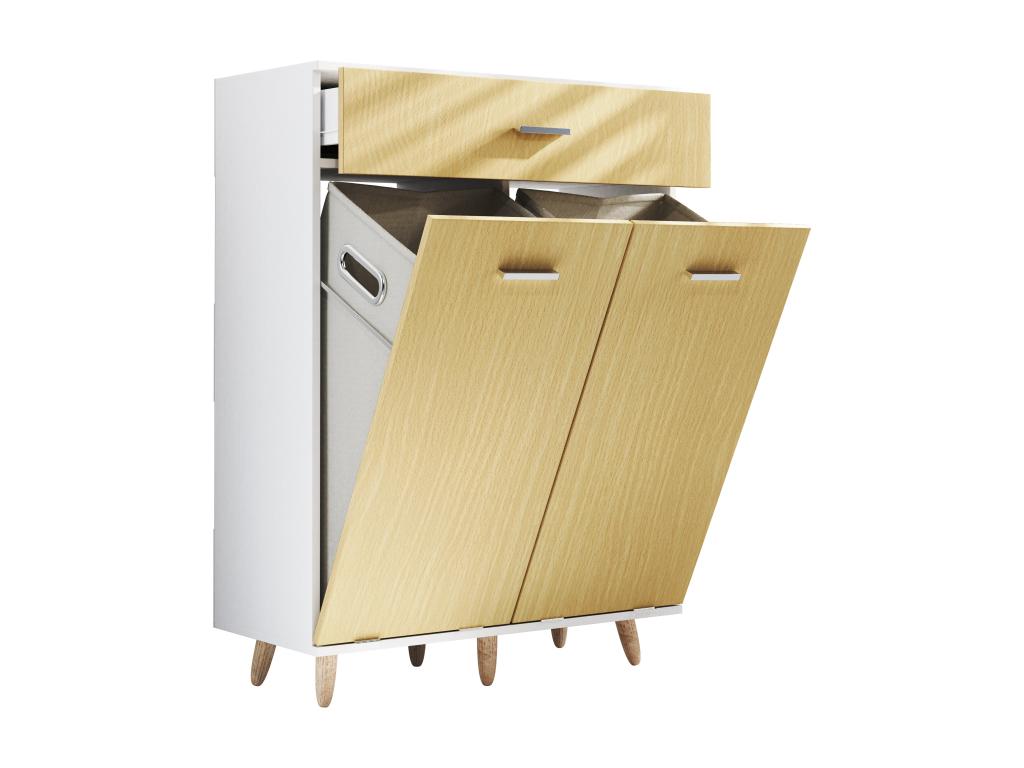 Decohaute Fabric Laundry Cabinet Laundry Hamper Laundry Basket Fabric Laundry Hamper Landos M White / Honey Oak KKLK16034