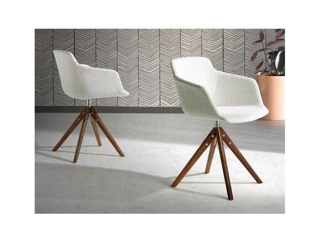 Decohaute swivel chair in beige fabric and ash wood - Set of 2 - Decohaute color 07 YMEJ52495