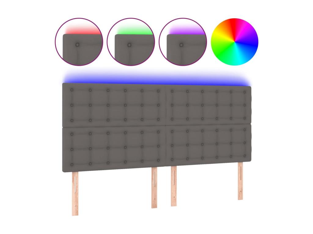 Grey LED Headboard 180x5x118/128 cm Faux Leather ZPFC58911