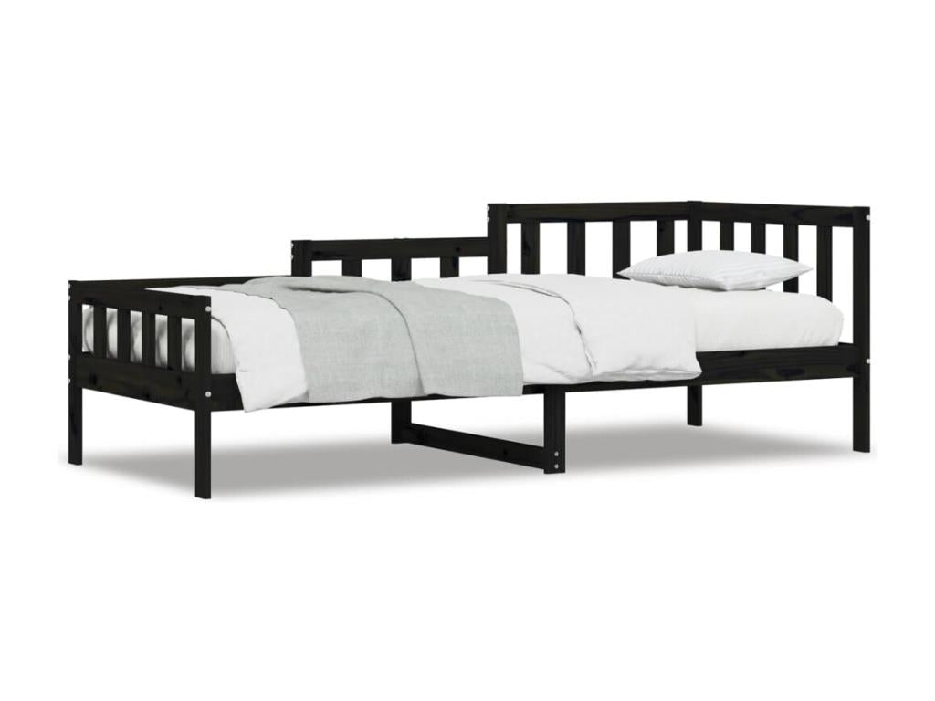 Black Daybed 90x190 cm Solid Pine Wood OEWO38355