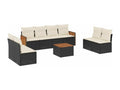 9-piece garden furniture set with cushions, black woven resin HQCD25797