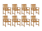 Garden chairs with cushions, set of 8, solid Chezlova wood WHPS20479