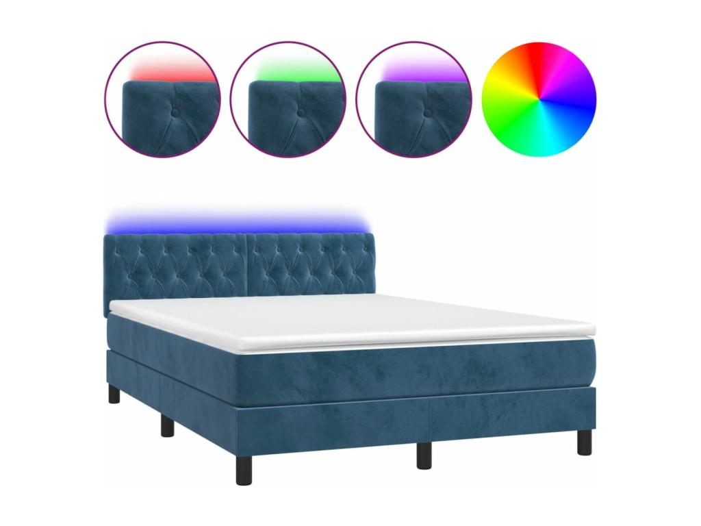 Decohaute bed base with dark blue LED mattress 140x200 IHTA21072