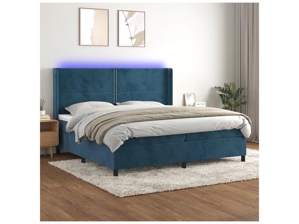 Decohaute bed base with mattress and LED light, dark blue, 200x200 cm, GXRC25362