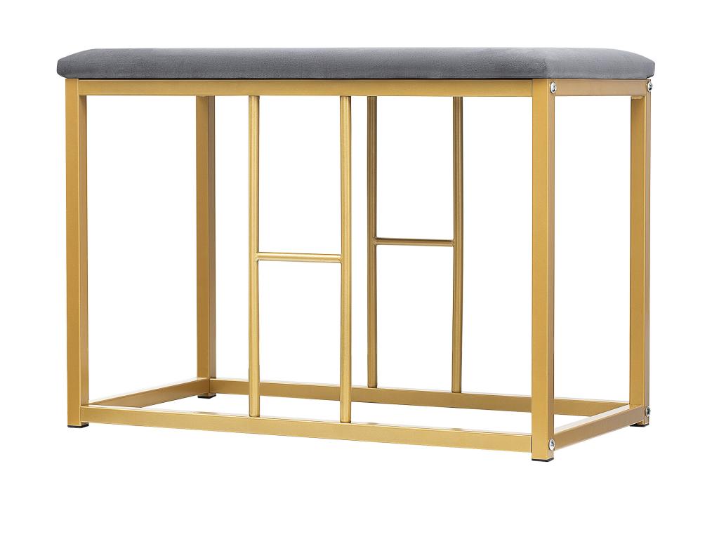 Set of 1 table and 6 velvet-upholstered chairs - marble-effect veneer - gold-tone metal legs - grey and white ULIK76547