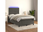 Upholstered bed base with mattress and LED lighting, Dark Grey, 120x200 cm, Velvet, YGXM47149