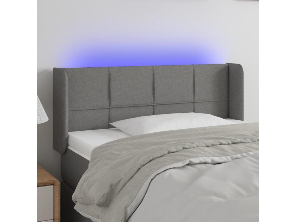 Dark Grey LED Headboard 93x16x78-88 Fabric KXMR05386