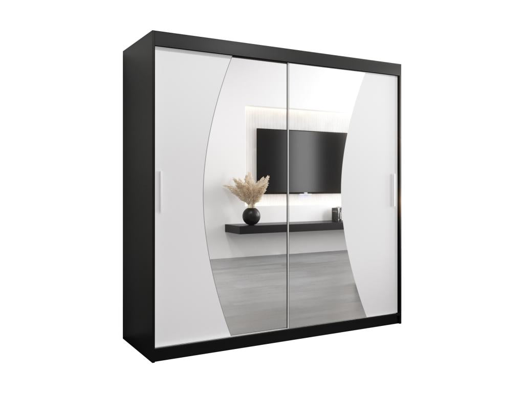 Chezlova Sliding Door Wardrobe 200/200/62 2 Doors Black/White VCDU72273