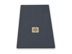 Extra-flat 90x180 cm PURE shower tray in anthracite slate-effect resin with anthracite drain cover CYIA72976