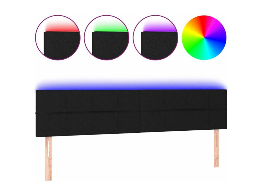Black LED Headboard 180x5x78/88 cm Fabric BGAM45327