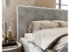 Decohaute Upholstered Bed 140x200 Decohaute - Bed with Slatted Base and Storage Headboard - Double Bed in Light Grey Velvet Decohaute Velvet 2218 ALQS66139