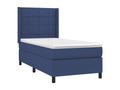 Upholstered bed base with mattress, blue, 90x200 cm, fabric RWHI33635