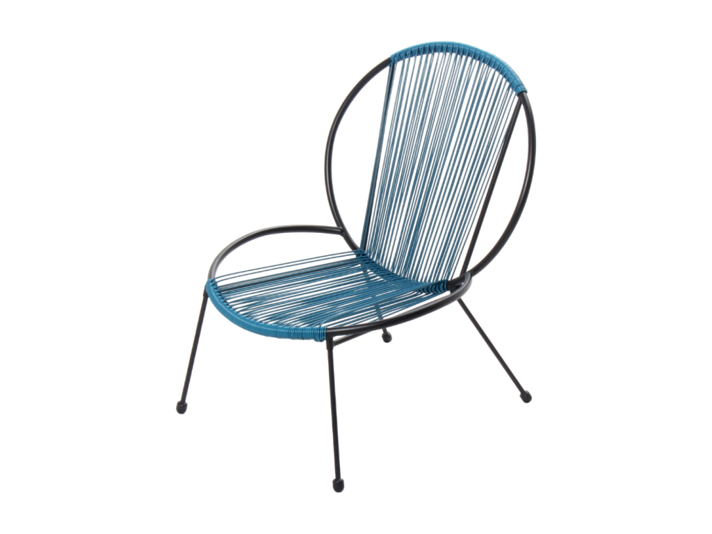 Set of 2 armchairs and 1 coffee table, blue, Decohaute PONO73389