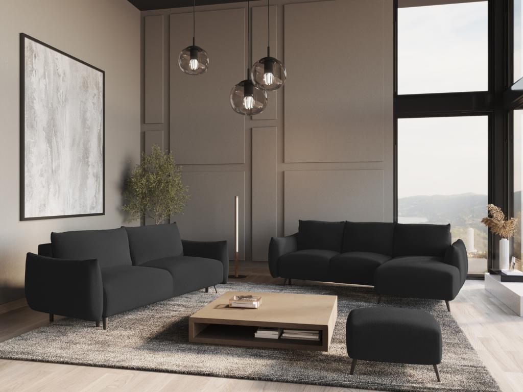 Chenille fabric pouf - anthracite - Chezlova XUCU65477