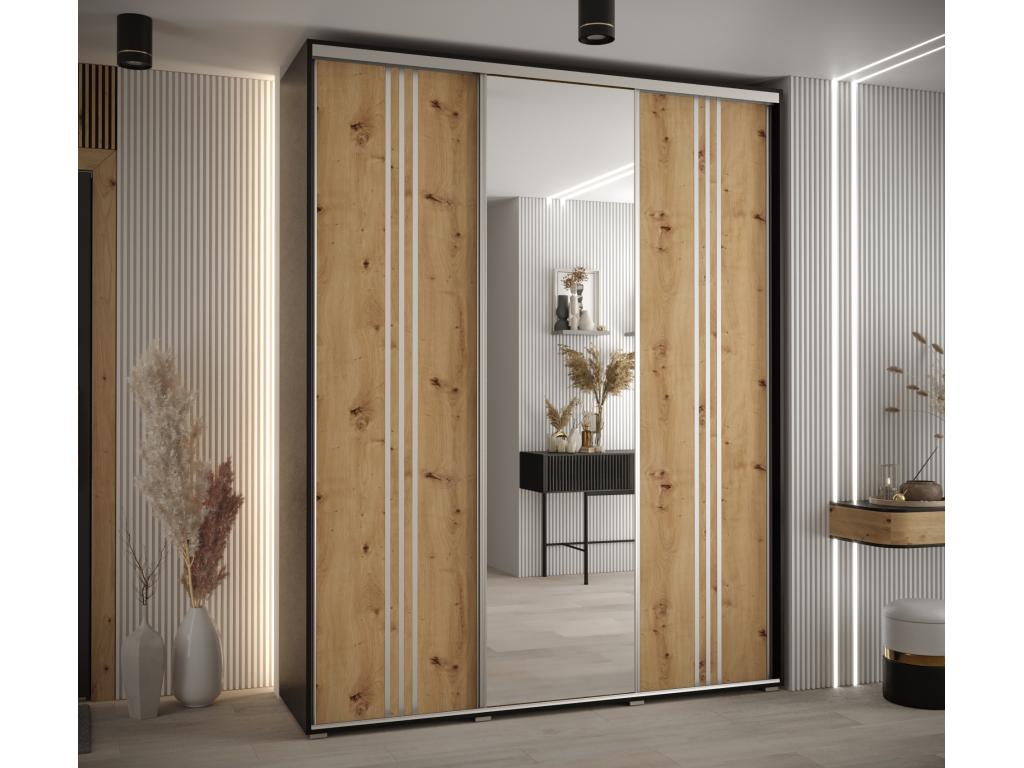 Decohaute 7 Sliding Door Wardrobe 235.2/200/45 3 Doors Black/Decohaute/Silver QGDY20471
