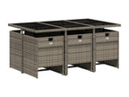7-piece grey rattan garden dining set and cushions NXVP45636