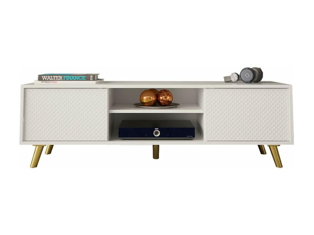 Chezlova F101 White TV Stand, 2 doors, 140x42x40cm, XTKY39695
