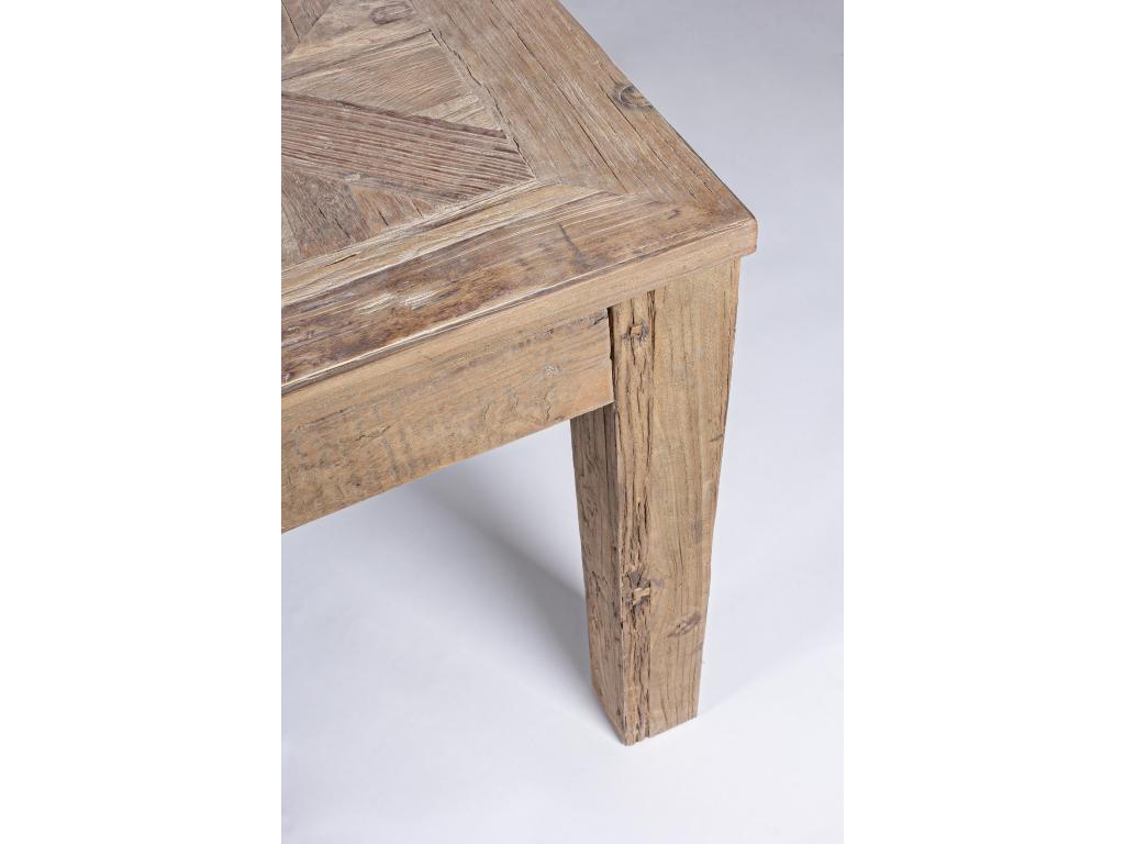Elm wood dining table with aged parquet effect top Domopure - Width 160 cm KLHL95952