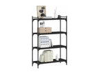 4-tier black bookcase 80x30x120 cm engineered wood HEIQ38662