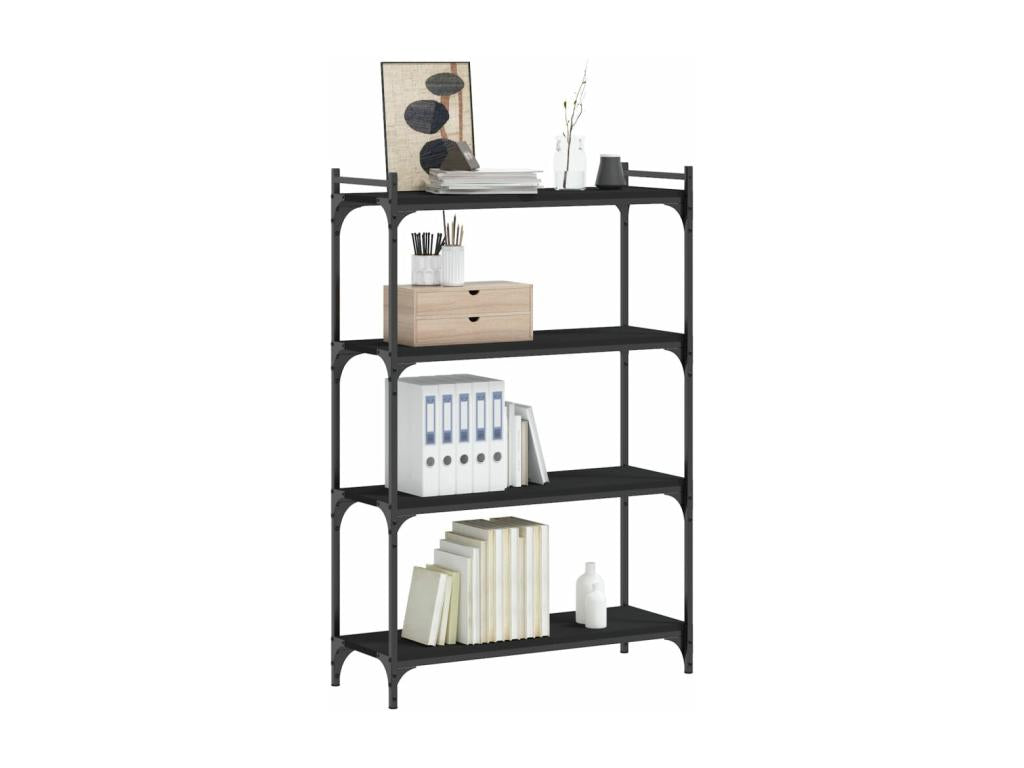 4-tier black bookcase 80x30x120 cm engineered wood HEIQ38662