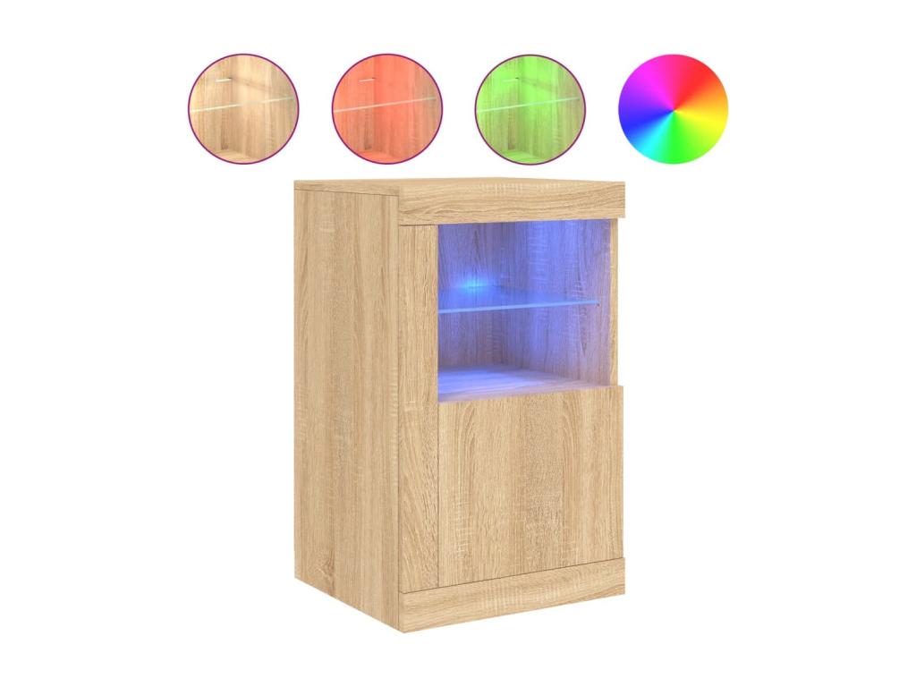 Side cabinet with LED high-decoration, oak finish, Decohaute CUCW71258