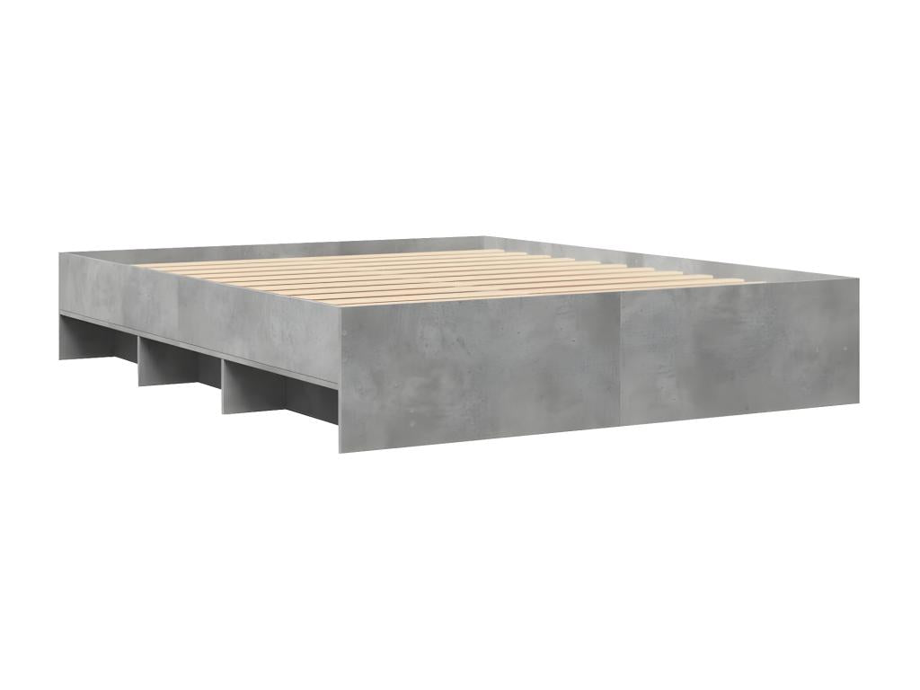 Concrete grey bed frame 150x200 cm engineered wood WCQW83366