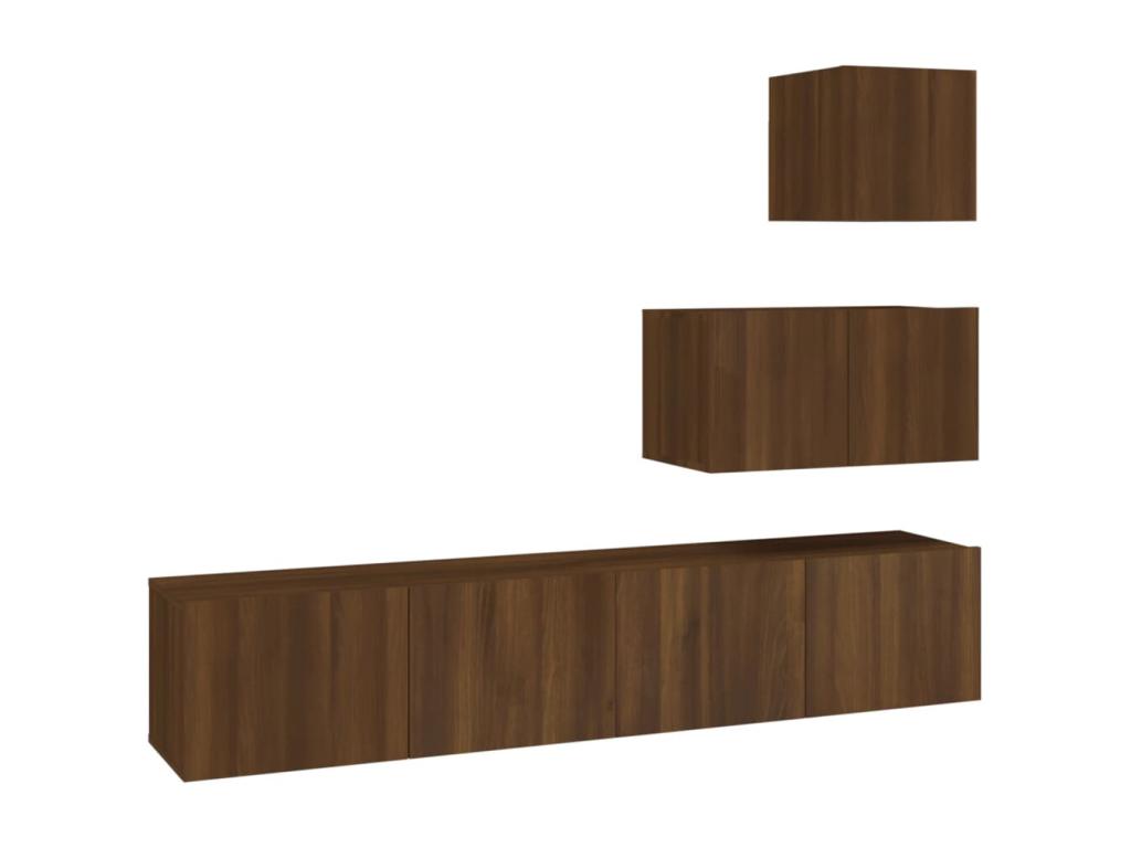 4-Piece TV Furniture Set, Brown Oak Engineered Wood NHMA69561