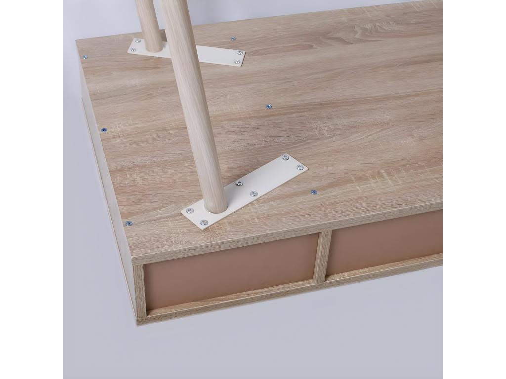 Computer desk with three beige wood-effect panels, 120x58x77 cm, 19 0000539 EWBG84312