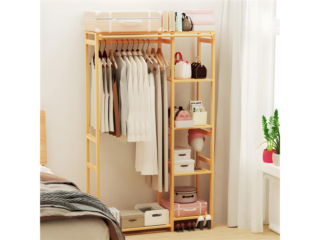 Clothes rack with freestanding coat rack, open wardrobe, 90x30x146cm JEFN20661