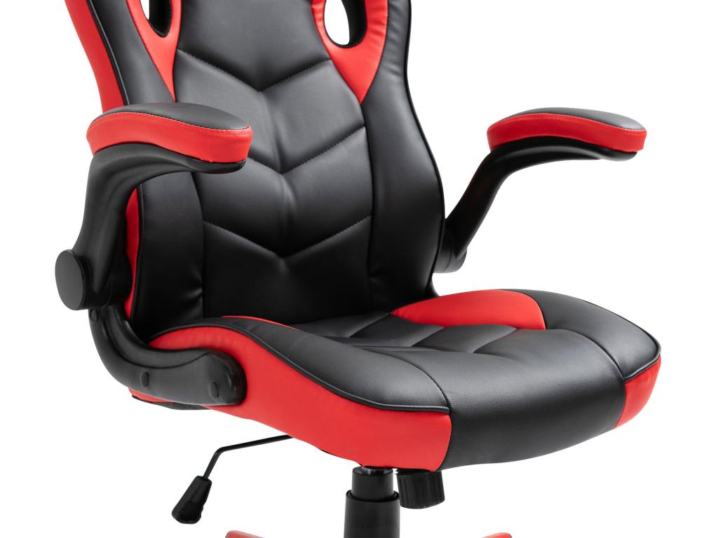 Office chair - Faux leather / Plastic - Black / Red - Omis KGQG51843