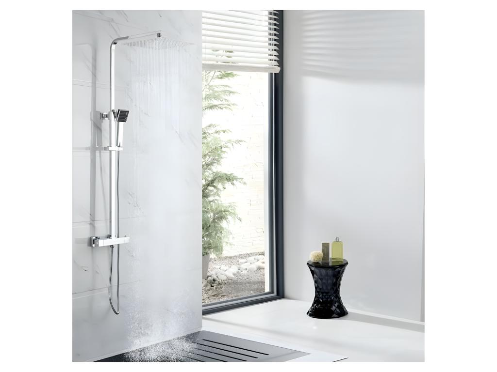 Shower column - Thermostatic mixer - Square overhead shower 30x30 cm - Decohaute WJDB69623