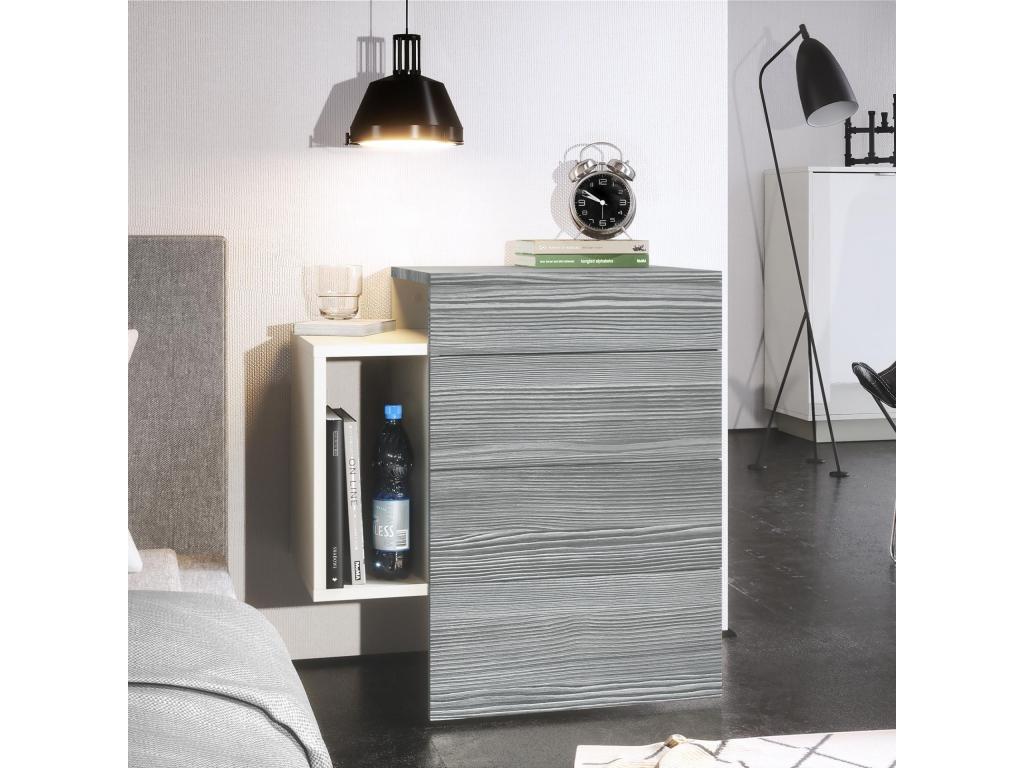 White Matte Bedside Table and Anthracite High-Decoration (WxHxD) 60x63x36 QKHR61677