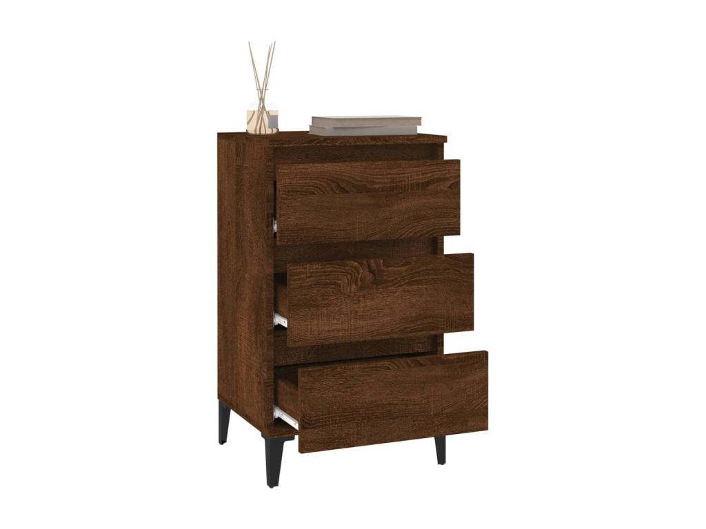 Brown oak bedside table 40x35x70 cm engineered wood VJFW53896