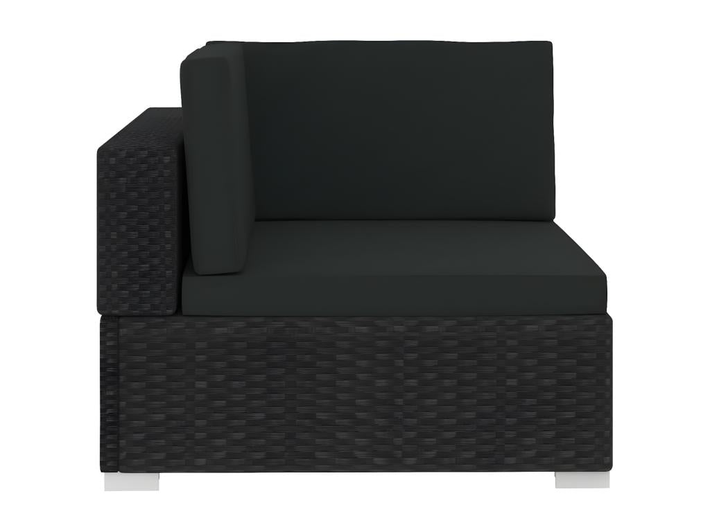 3-piece garden sofa set with cushions, black woven resin BHEP84389