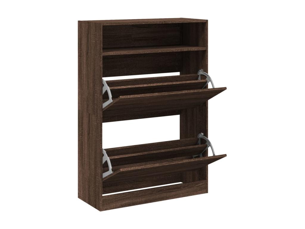 Shoe cabinet with 2 drop-down drawers, brown oak finish YKGZ89241