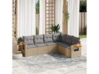 Garden furniture set with cushions, 6 pieces, beige woven resin, BPEW43237