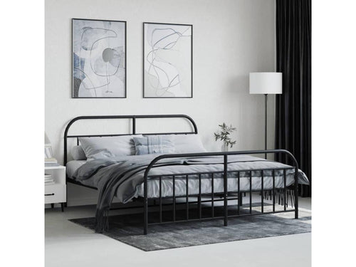 Metal bed frame with headboard/footboard, black, 160x200 cm FFDB49506