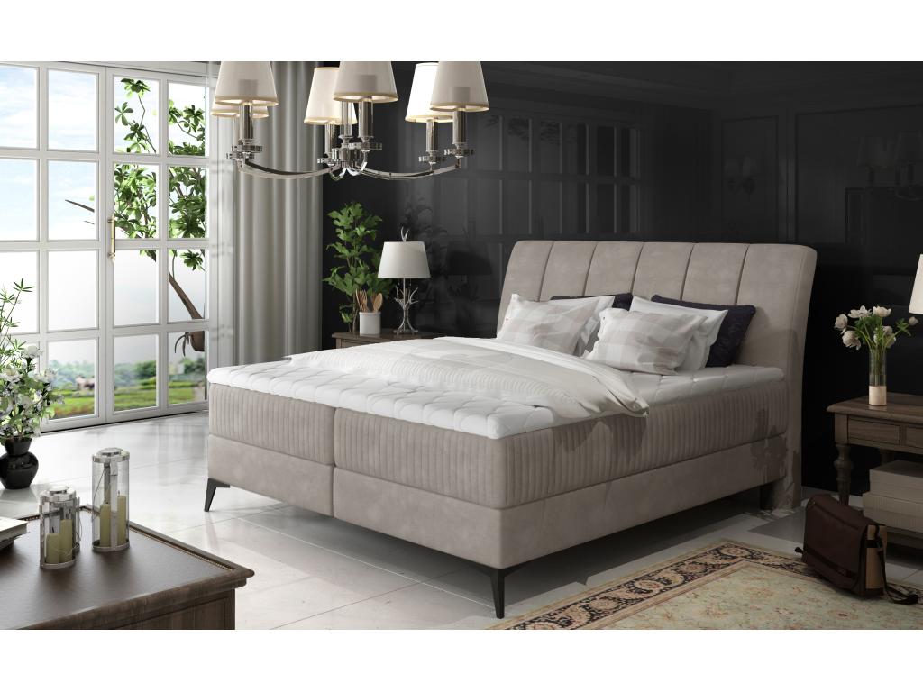 Modern continental bed with beige velvet mattress Brato-140x200 MXDT30252