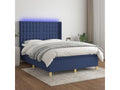Upholstered bed base with mattress and LED light, blue, 140x190 cm, fabric AEOQ92228