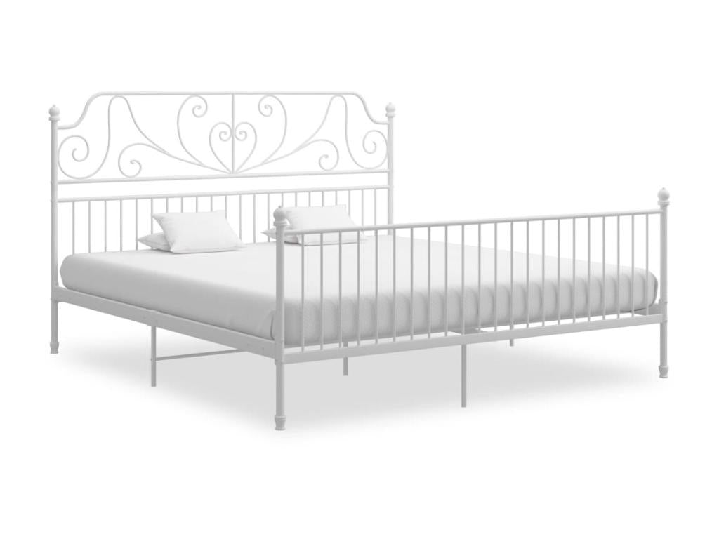 White Metal and Plywood Bed 180x200 NVRG51265
