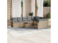 10-piece beige resin wicker garden furniture set with cushions ZGKF11813