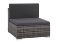 6-piece garden furniture set with cushions, grey wicker resin DBGQ02762