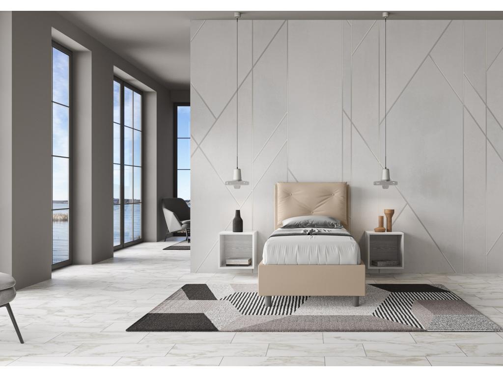 Domopure dove grey faux leather bed with padded slatted base 80x200 HOSX63281