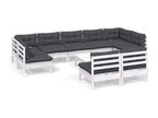 10-piece garden furniture set with cushions, white, solid pine wood BMGB94191