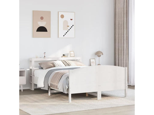 Bed frame without mattress, white, 135x190 cm, solid pine wood, IFVM16240