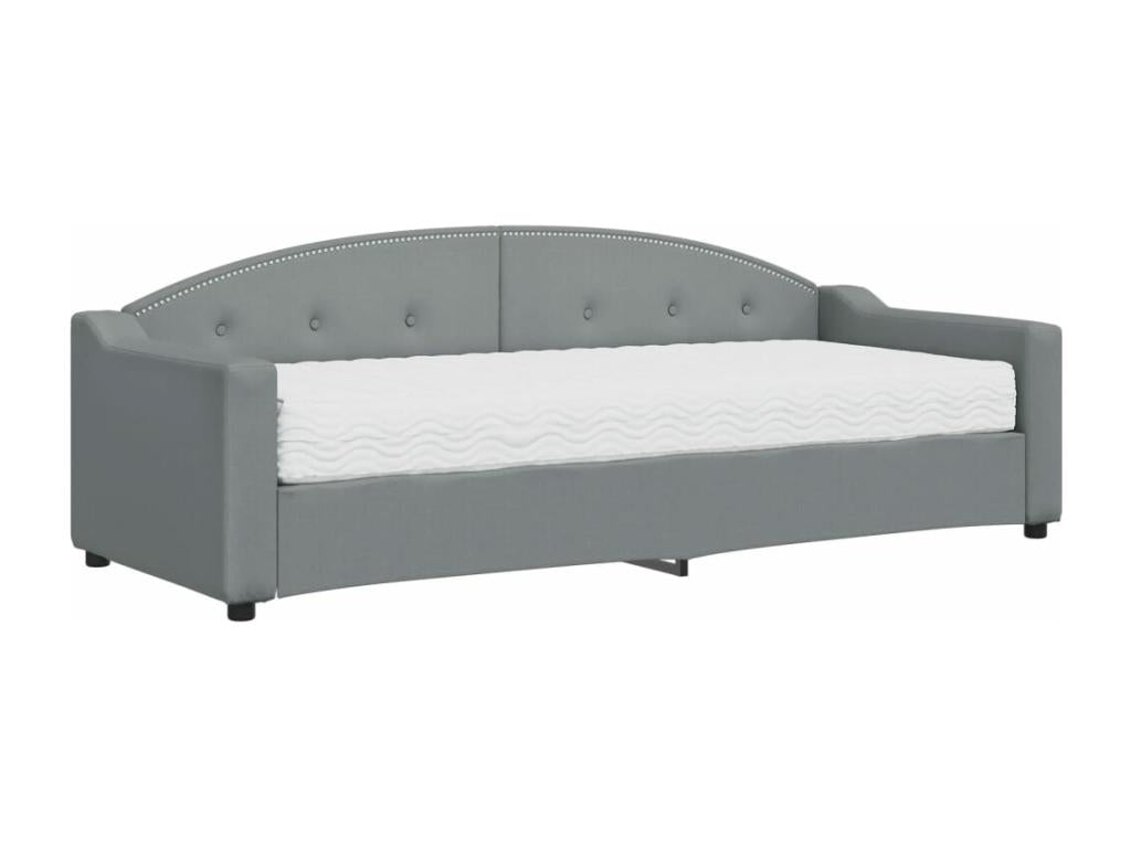 Daybed with light grey mattress 80x200 cm fabric TDMY60003
