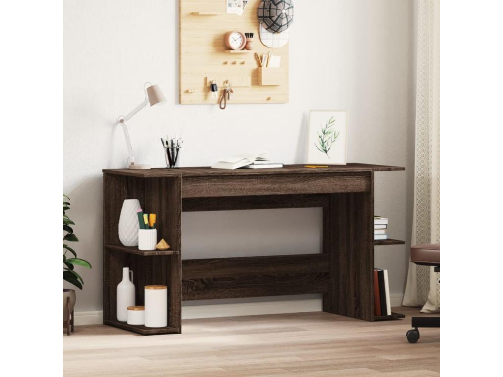 Brown oak desk 140x50x75 cm engineered wood YYRW11979