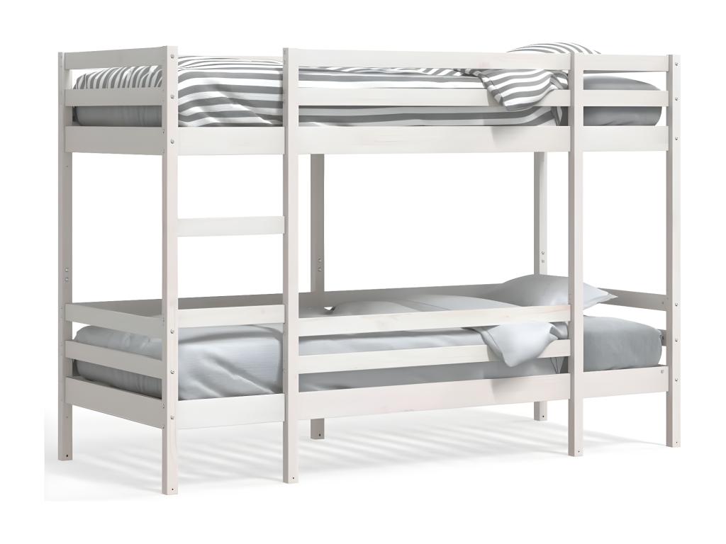 White Bunk Bed 90x200 cm Solid Pine Wood WCDH36801