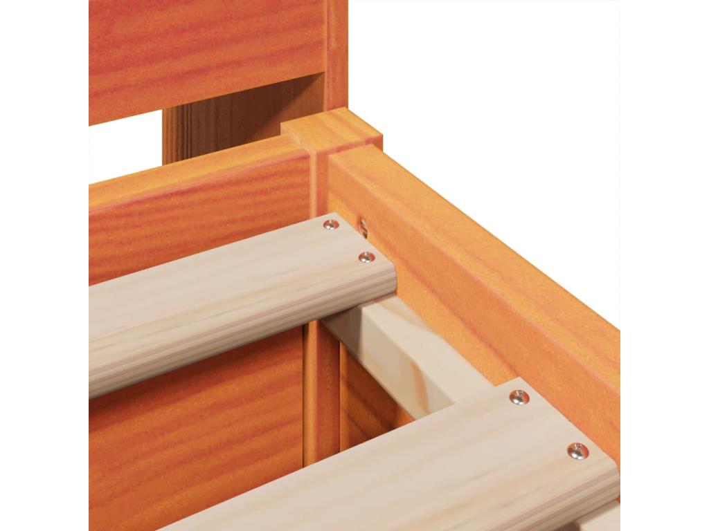 Bed frame without mattress, brown wax finish, 200x200cm, solid pine wood, ZBDB27488